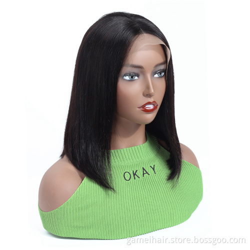 Wholesale 1B Natural Color Bob Wig Straight Human Hair Lace Front Cuticle Aligned Malaysian Hair Wig China Vendor Cheap Price